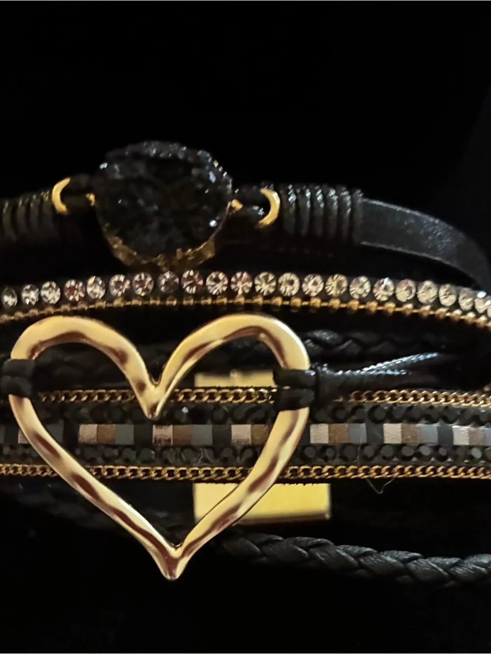 Bracelet EUC bohemian-style multilayer black pu leather wrap Love